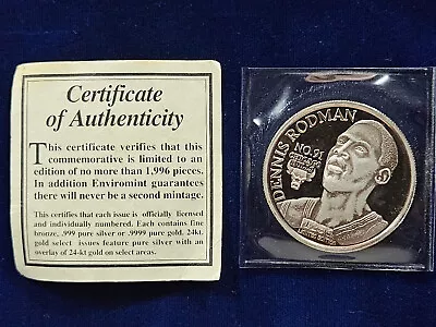 🌟 1996 Enviromint Dennis Rodman Chicago Bulls 1 Oz #/1996 SEALED TONED • $49.99