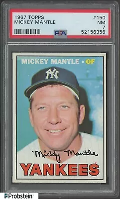 1967 Topps #150 Mickey Mantle New York Yankees HOF PSA 7 NM   LOOKS NICER   • $102.50