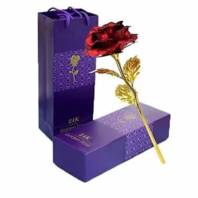 24K Red Rose Flower Gold Dipped Rose 24K Forever Rose With Gift Box And Bag F... • $18.99