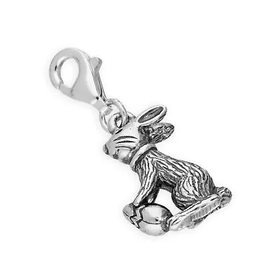 Sterling Silver Easter Bunny W Easter Egg Clip On Charm Rabbit Chocolate • £17.75