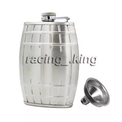 Stainless Steel Cool Barrel Design Pocket Mini Hip Flask Bottle Drink Holder 6Oz • $14.98