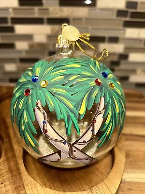 $15.99 • Buy Pier 1 Imports Craciun Fericit European Glass Christmas Ornament Palm Tree 4.5