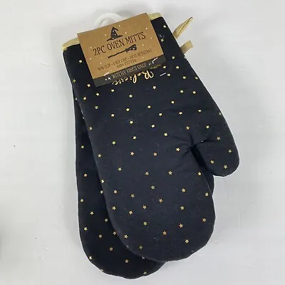 Mystical Oven Mitts Black Stars Believe In Magic NWT • £13.97