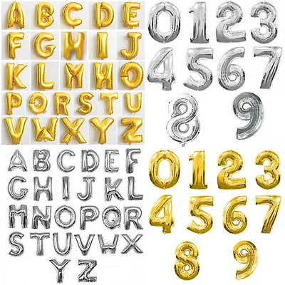 40  Large Foil Letter Balloons Number Balloon Float Helium Alphabet Silver Gold • $6.95