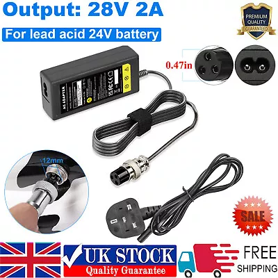 24V 2A Battery Charger DC Head Adapter Female 3 Pin XLR For E-bike Power Supply • £12.99