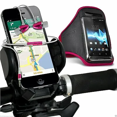 Pink✔Quality Bike Bicycle Holder+Sports Armband Case Cover+In Ear Headphones • £14.99