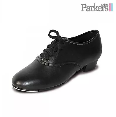 New Boys Mens Pu Oxford Black Tap Shoes With Fitted Toe Taps Sizes 7c - 11a Pbt • £23.90