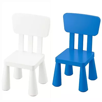 2× Ikea Mammut Children's Plastic Chairs In/outdoor White&Blue • £46.55