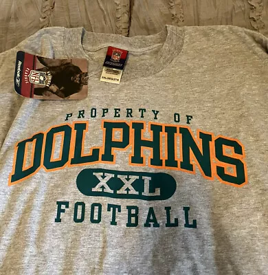 MIAMI DOLPHINS Football REEBOK Vintage 2XL Shirt NFL Gray NEW Free Shipping • $24.99