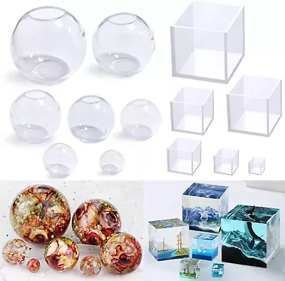 12 Silicone Ball & Square Cube Sphere Mold Epoxy Resin Casting DIY Making Craft • $21.99