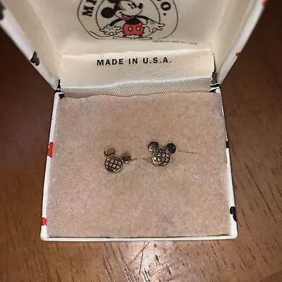 Mickey Mouse 14K YELLOW GOLD HEAD EARRINGS RARE NEW • $225