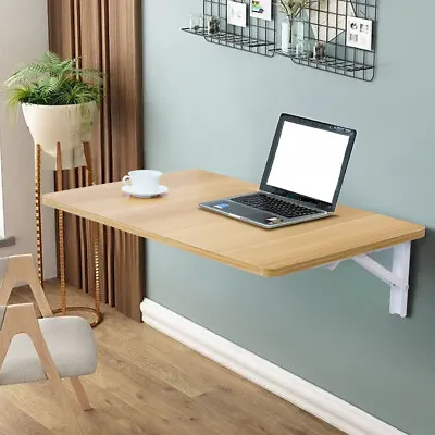 Wall Mounted Drop-leaf Wall Table Fold Down Study Writing Desk Floating Storage • £25.95