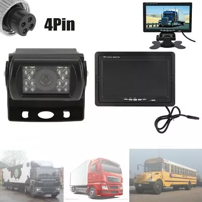 7  LCD Monitor Rear View Reversing Camera 4Pin For Car Van Truck Bus 12V-24V • £38.99