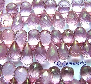 8  PINK MYSTIC QUARTZ 11-14mm Faceted Briolette Beads • $56.35