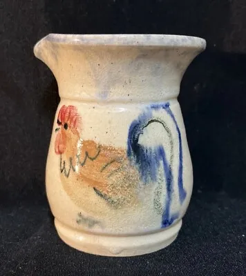 Vintage Art Pottery Pitcher Creamer Hand Turned Painted Rooster Artist Signed • $9