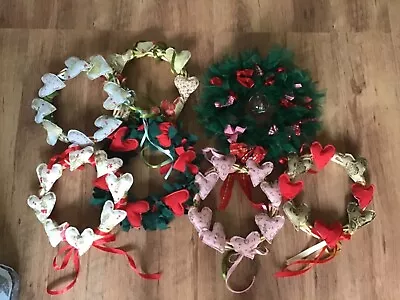 Handmade Fabric And Wicker 10 Inch Christmas Wreath - Various Styles And Colours • £8.50