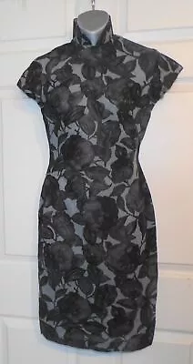 Vintage Gray Floral Sheer Cheongsam Dress B32 • $69