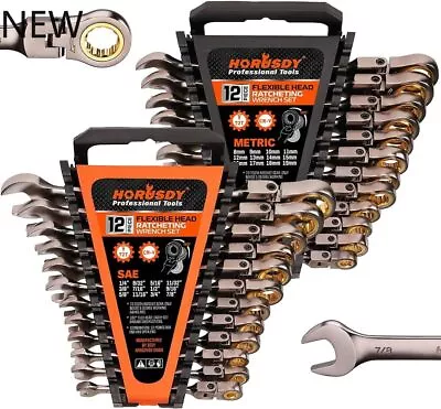 HORUSDY 24-Piece Flex-Head Ratcheting Wrench Set Set | Metric And SAE NEW • $95