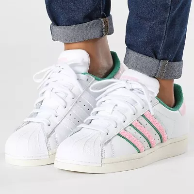 Adidas Originals Superstar Women’s Sneaker Athletic Shoe White Trainers #611 • $59.95