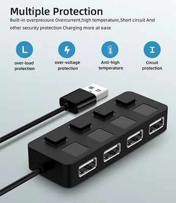 USB 2.0 HUB Multi USB Splitter 4 Expander USB Power Adapter Indicator Power USB  • $14.25