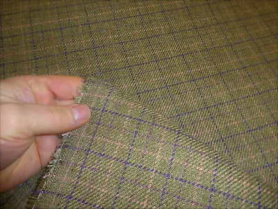 NEXT FABRICS GREEN Checked Wool Effect Weave Upholstery Fabric FERNDALE CHECK • £12.45