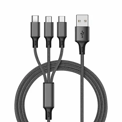 3in1 Fast USB Charging Cable Universal Multi Function Cell Phone Charger Cord • £2.39