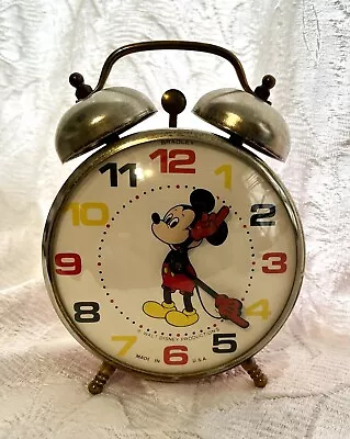 1950's Vintage Disney Mickey Mouse Bradley USA 2 Bell Alarm Clock Free Shipping • $39.99