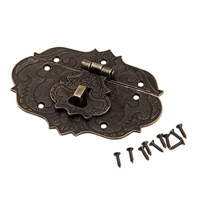 Dophee 1Pc Antique Embossing Decorative Brass Hasp Clasp Latch Lock 3.39 *2.52  • $12.25