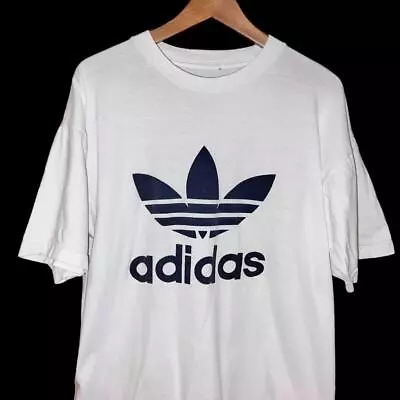 VTG 80s/90s Adidas Originals Trefoil Logo SINGLE STITCH T Shirt Soccer Sports XL • $17.14