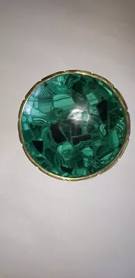 Gold Rimmed Malachite Congomerate Bowl - 5 Inches • $65.35