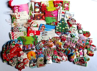 $28 • Buy Vintage Christmas Gift Tag 80 Plus 200+ Seals Stickers MCM Santa Unused