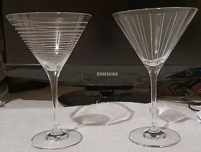 Set Of 2 Cheers By Mikasa Martini Glasses Etched Patterns 10 OZ Hand Blown Glass • $12.25