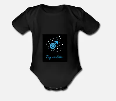 £4 • Buy Newborn Babygrow Cute Alternative Design  Tiny Rockstar  Baby Boy Symbol Organic