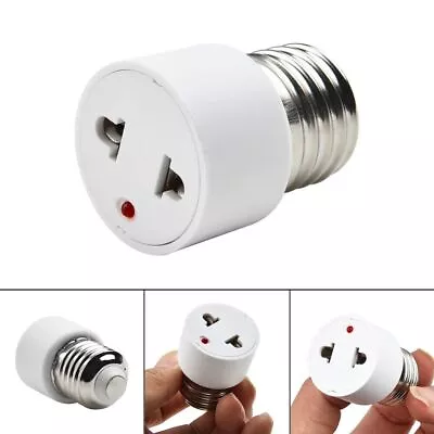E27 Bulb To US/EU Plug Light Fixture Bulb Base Lamp Socket Adapter Convert • £5.39