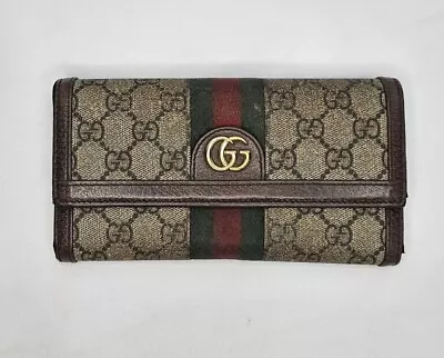 GUCCI Ophidia GG Continental Supreme Canvas Wallet Beige 523152 525040 Vintage • $295