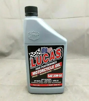 NEW Lucas Oil 10700 SAE 20W-50 High Performance Motorcycle Oil V Twin 1 Quart • $15.99