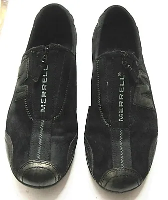 Merrell Arabesque Black Suede/ Metallic Black Leather Shoes Women 7/ 37.5  • $34