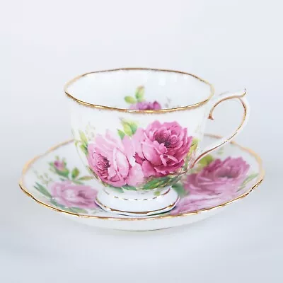 Vintage Royal Albert American Beauty Tea Cup And Saucer Pink Roses Gold Trim • $15