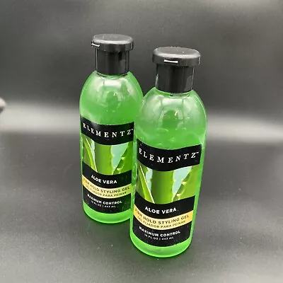 2 Pack Elementsz Aloe Vera Firm Hold Styling Gel 15 Fl Oz Maximum Control • $21