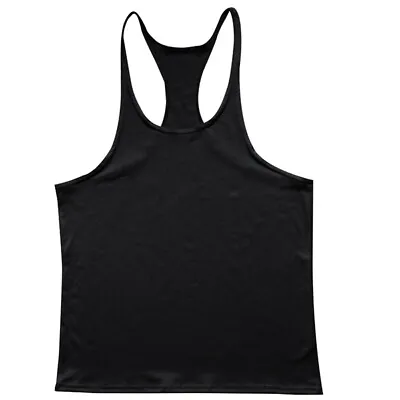 Men Gym Muscle Workout Fitness Solid Tank Top Y Back Bodybuilding Stringer Shirt • $9.79
