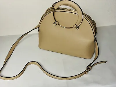 Vieta Faux Leather Satchel Purse With Handels And Strap Beige • $18