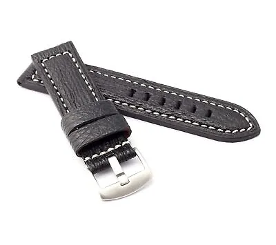 Firenze Parallel : Shark Leather Watch Strap BLACK  24 Mm • £25