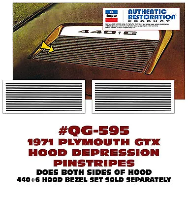 Qg-595 1971 Plymouth Gtx - Hood Depression Pinstripe - Decal Kit • $35