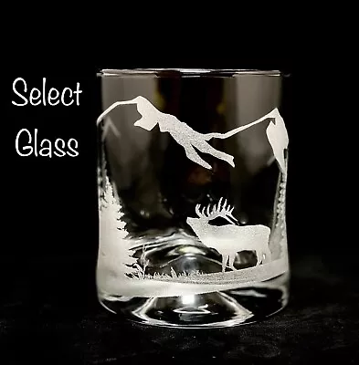MOOSE In The Mountains ENGRAVED On A Rocks Glass Or Dimpled Glass PERSONALIZED • $20.99