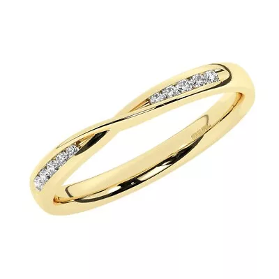 18K Yellow Gold Channel Set 100% Natural Round Cut Diamonds Half Eternity Ring • £384.80