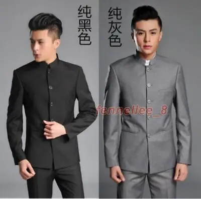 Oriental Style Mens Jacket Blazer Pants Chinese Tunic Single Breasted Mao Suits • $47.46