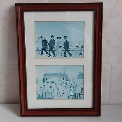 L S Lowry Print Double Aperture Wooden Frame Glazed Promenade Schoolyard Retro • $24.89