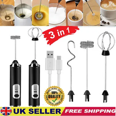 Milk Frother Frothy Blend Mixer Whisk Electric Egg Beater Coffee Foamer Stirrer • £10.35