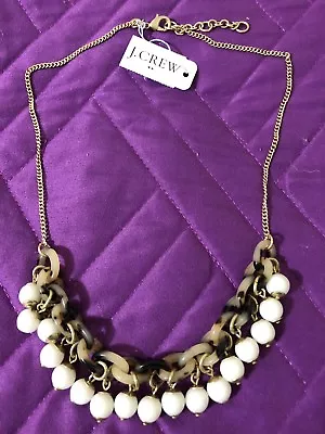 NWT & Dust Bag J Crew TORTOISE LINK BAUBLE NECKLACE DUSTY IVORY $49.50 H7350 • $19.99