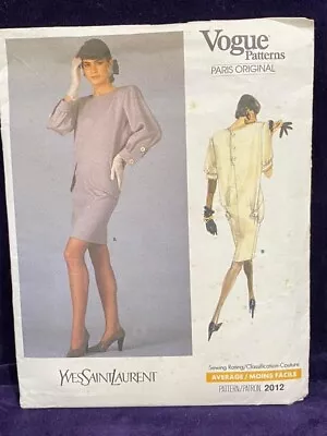 Vintage Vogue Paris Original Sewing Pattern 2012 UNCUT-Sz 8 Yves Saint Laurent • $20